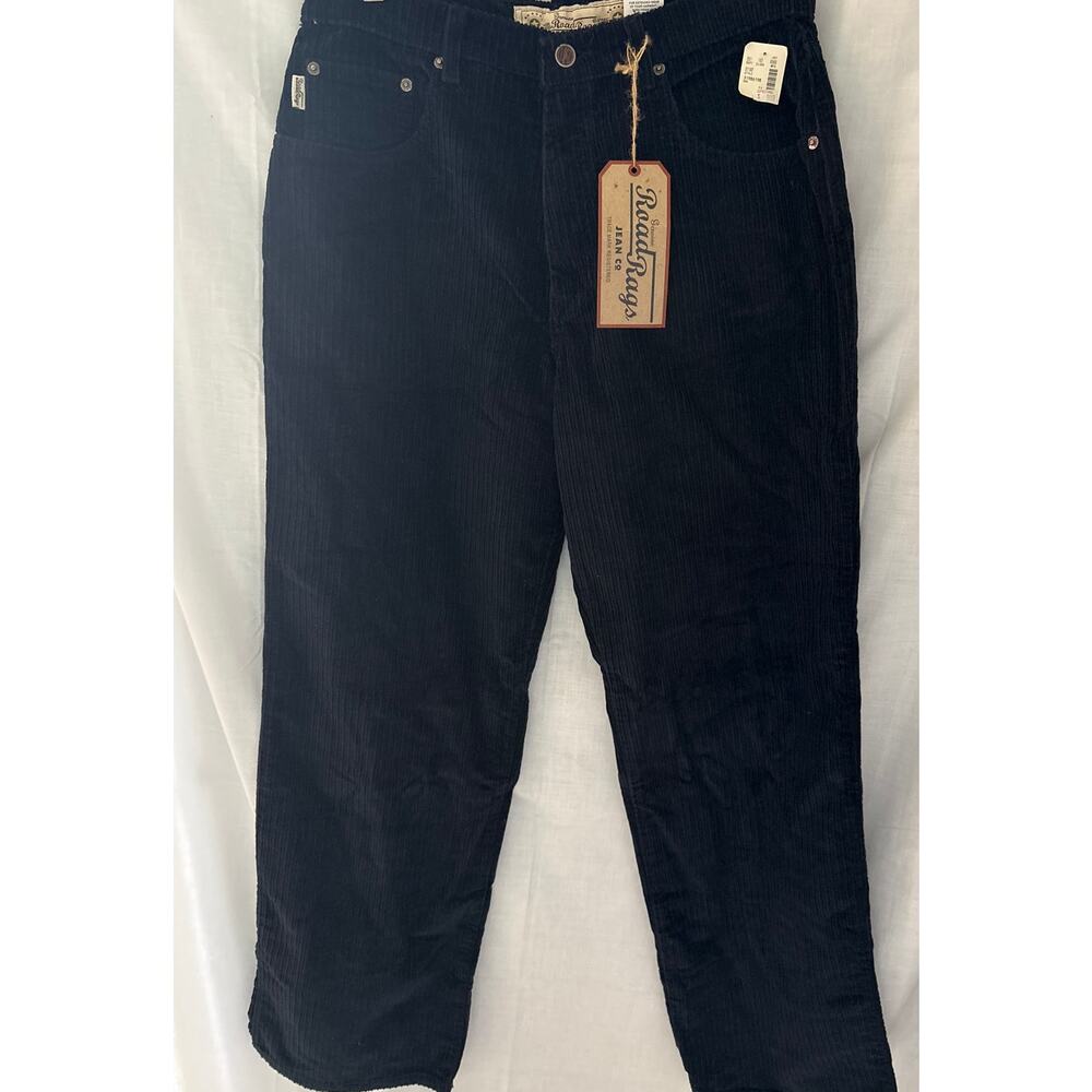NOS 90s Vintage Road Rags Corduroy Pants Navy Blue Size 11/12 Wide Leg